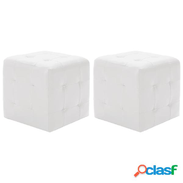 vidaXL Pouf 2 pz Bianco 30x30x30 cm in Similpelle