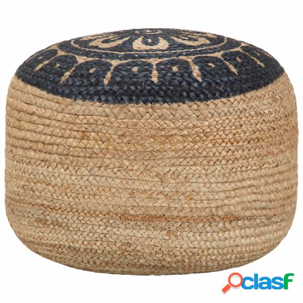 vidaXL Pouf Lavorato a Mano Blu 45x30 cm in Juta