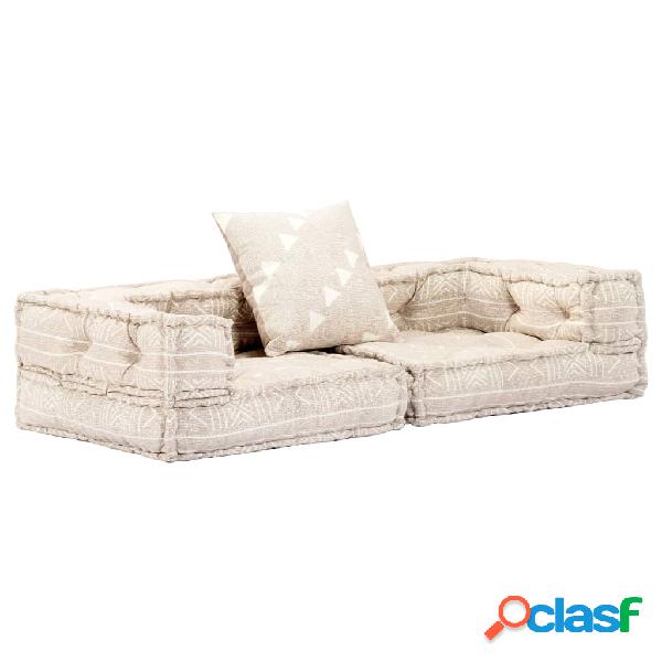 vidaXL Pouf Modulare a 2 Posti Beige in Tessuto