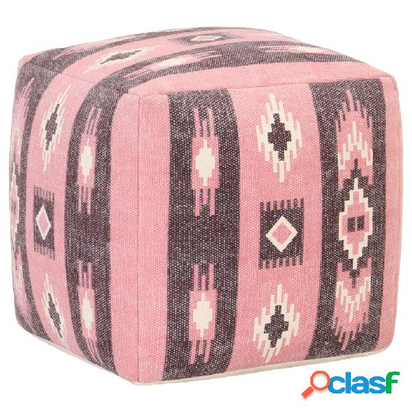 vidaXL Pouf con Motivo Stampato Rosa 45x45x45 cm in Cotone