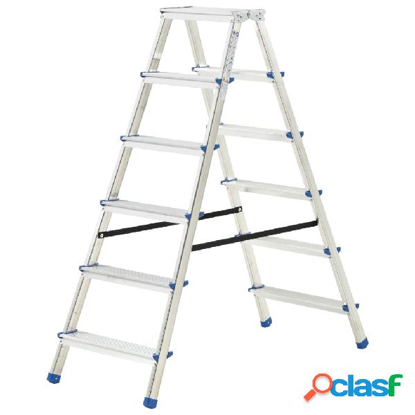 vidaXL Scala Doppia in Alluminio a 6 Gradini 136 cm