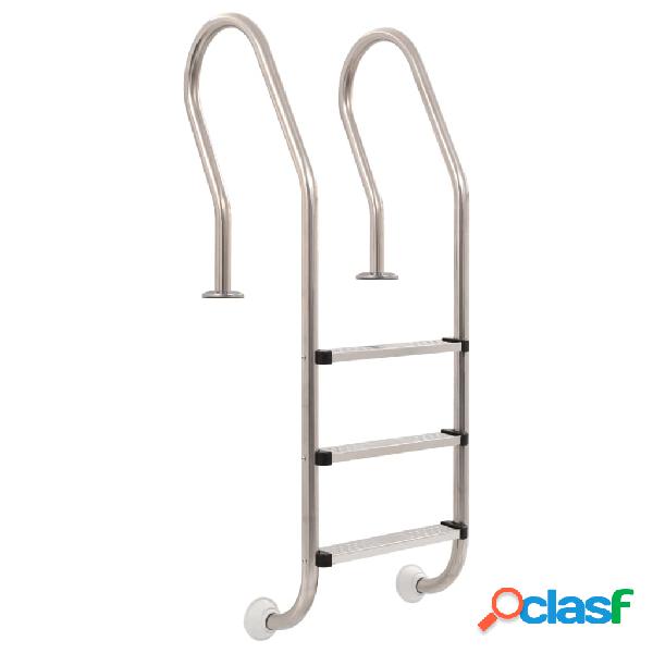 vidaXL Scaletta per Piscina 3 Gradini in Acciaio Inox 304