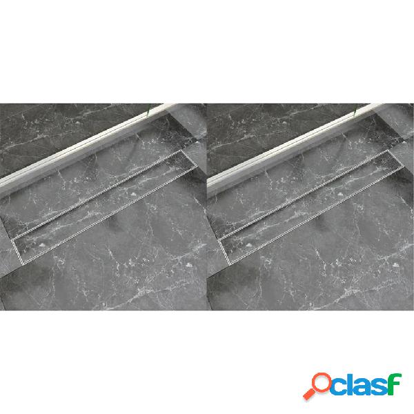 vidaXL Scarico Doccia Lineare 2 pz 830x140 mm Acciaio