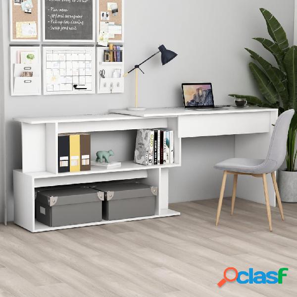 vidaXL Scrivania ad Angolo Bianca 200x50x76 cm in Truciolare