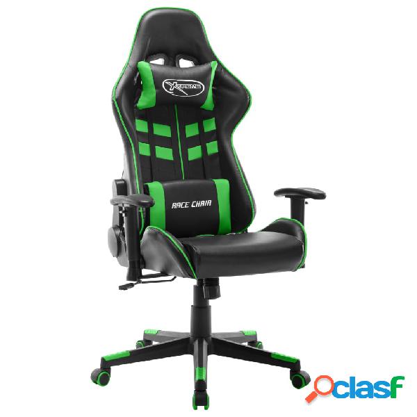 vidaXL Sedia da Gaming Nera e Verde in Similpelle