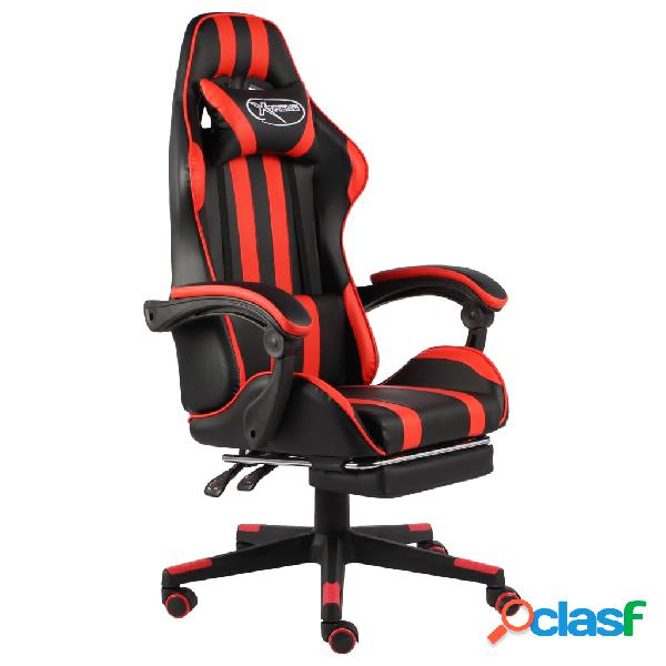 vidaXL Sedia da Gaming con Poggiapiedi Nero e Rosso in