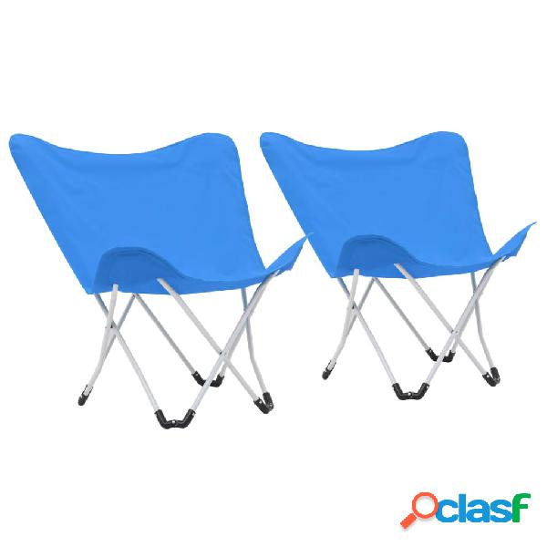 vidaXL Sedie Farfalla da Campeggio Pieghevoli 2 pz Blu