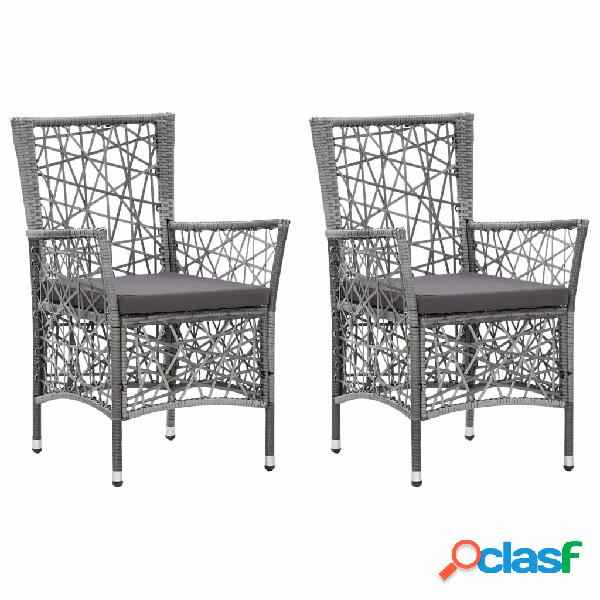 vidaXL Sedie da Esterno 2 pz con Cuscini in Polyrattan