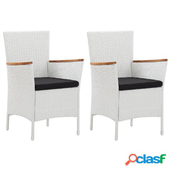 vidaXL Sedie da Giardino 2 pz Bianche in Polyrattan