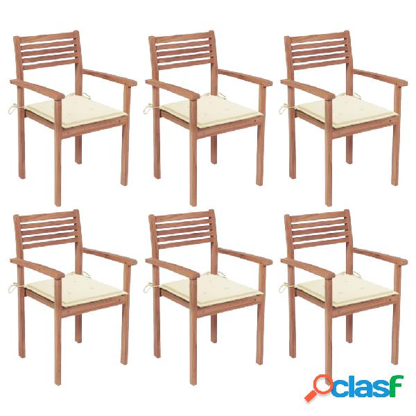 vidaXL Sedie da Giardino Impilabili con Cuscini 6 pz