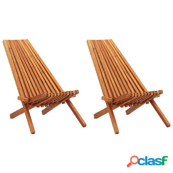 vidaXL Sedie da Giardino Pieghevoli 2 pz in Legno Massello