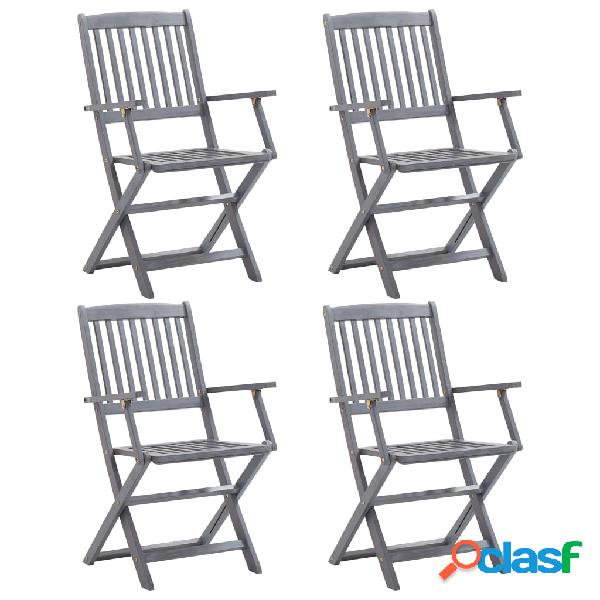 vidaXL Sedie da Giardino Pieghevoli 4 pz in Legno Massello