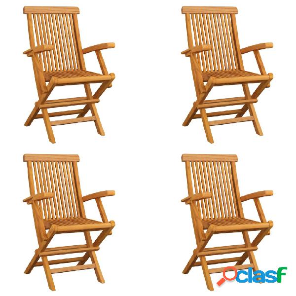 vidaXL Sedie da Giardino Pieghevoli 4 pz in Legno Massello