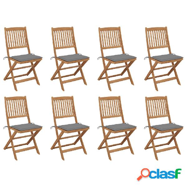 vidaXL Sedie da Giardino Pieghevoli 8 pz con Cuscini