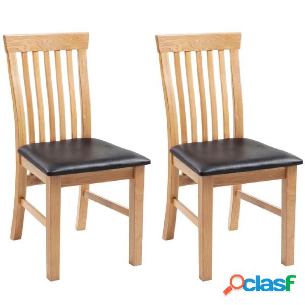 vidaXL Sedie da Pranzo 2 pz in Legno Massello di Rovere e