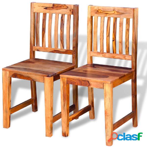 vidaXL Sedie da Pranzo 2 pz in Legno Massello di Sheesham