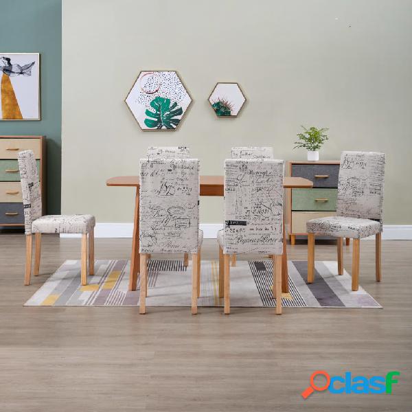 vidaXL Sedie da Pranzo 6 pz Crema in Tessuto