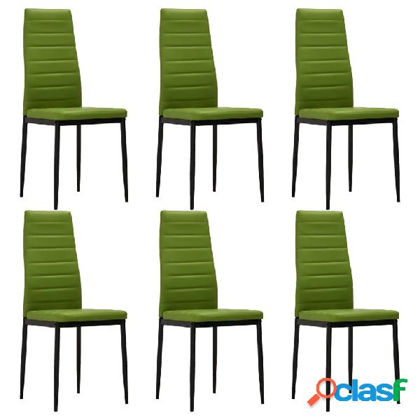 vidaXL Sedie da Pranzo 6 pz Verde Lime in Similpelle