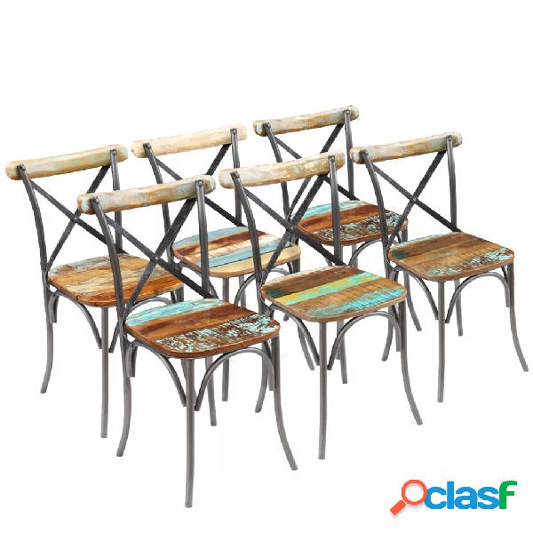 vidaXL Sedie da Pranzo 6 pz in Legno Massello di Recupero