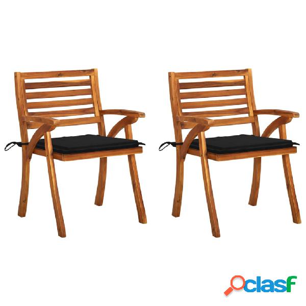 vidaXL Sedie da Pranzo da Giardino con Cuscini 2 pz Massello