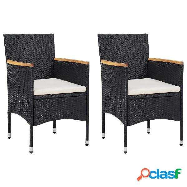 vidaXL Sedie da Pranzo per Giardino 2 pz in Polyrattan Nero