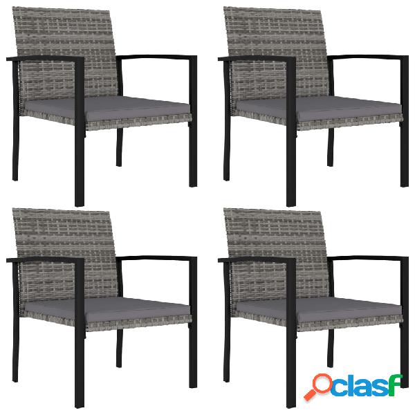 vidaXL Sedie da Pranzo per Giardino 4 pz in Polyrattan