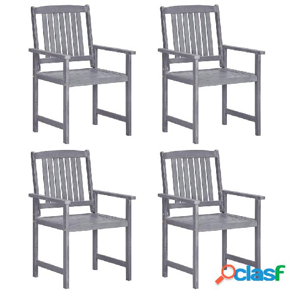 vidaXL Sedie da Regista 4 pz in Massello di Acacia Grigio
