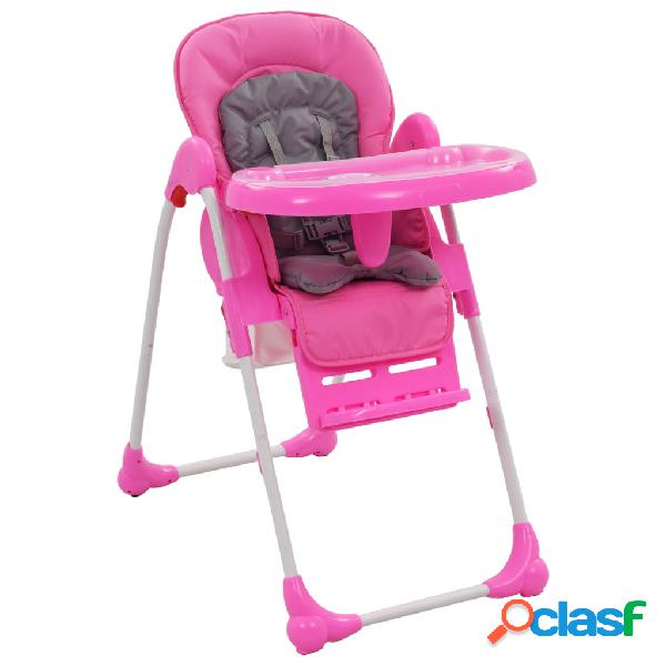 vidaXL Seggiolone Pappa per Bambini Rosa e Grigio