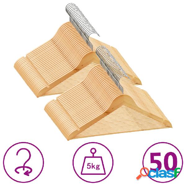 vidaXL Set Appendiabiti 50 pz Antiscivolo in Legno Massello