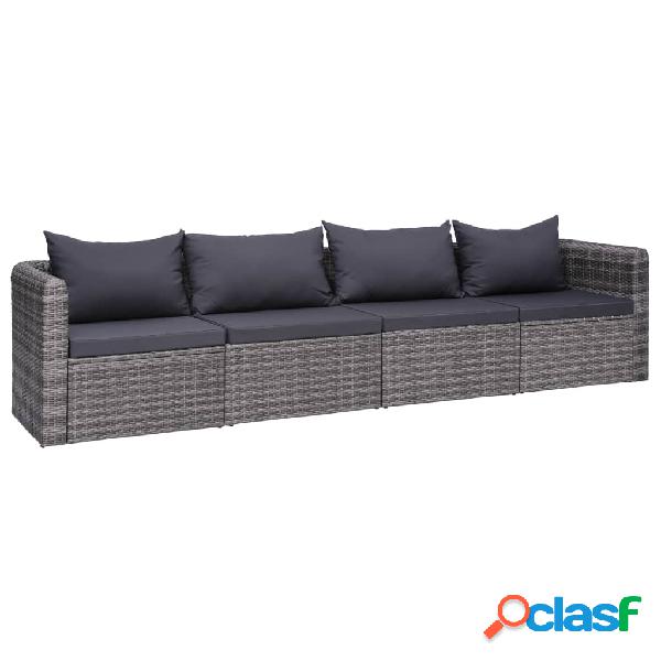 vidaXL Set Divani da Giardino 4 pz con Cuscini Grigio in