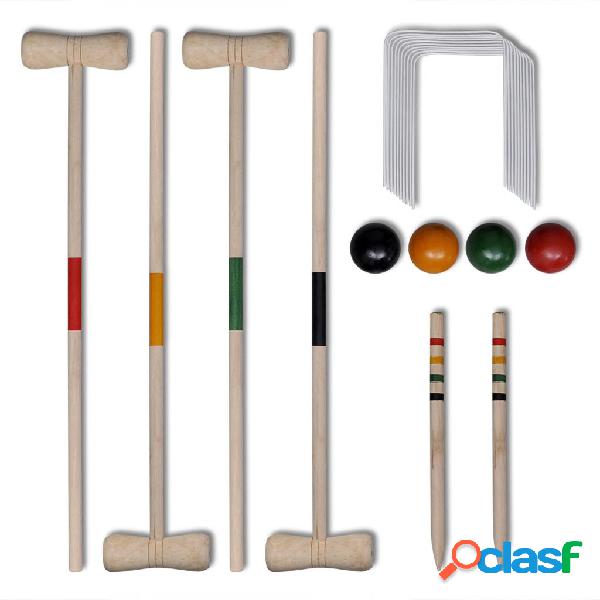 vidaXL Set Gioco Croquet di legno per 4 giocatori