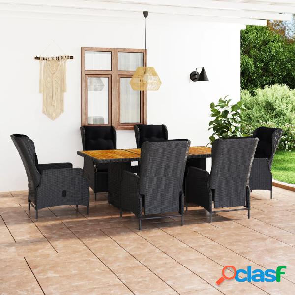 vidaXL Set Pranzo da Giardino 7pz con Cuscini Polyrattan