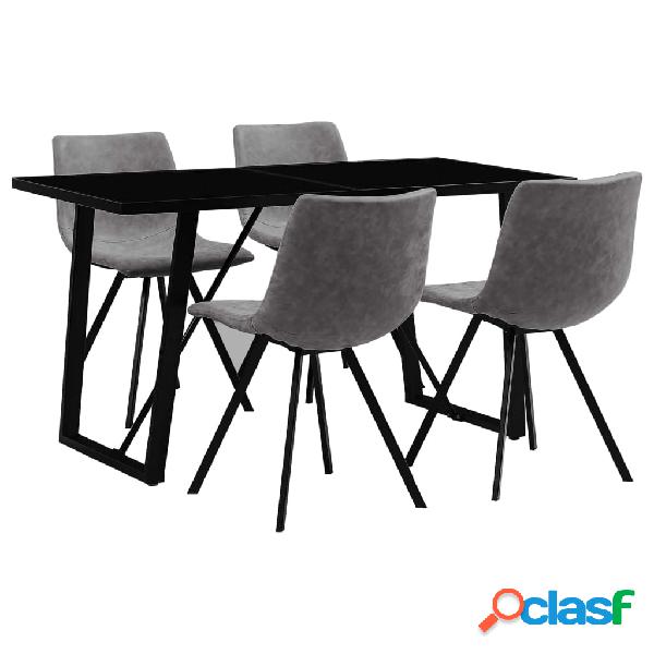vidaXL Set Sala da Pranzo 5 pz in Similpelle Grigio