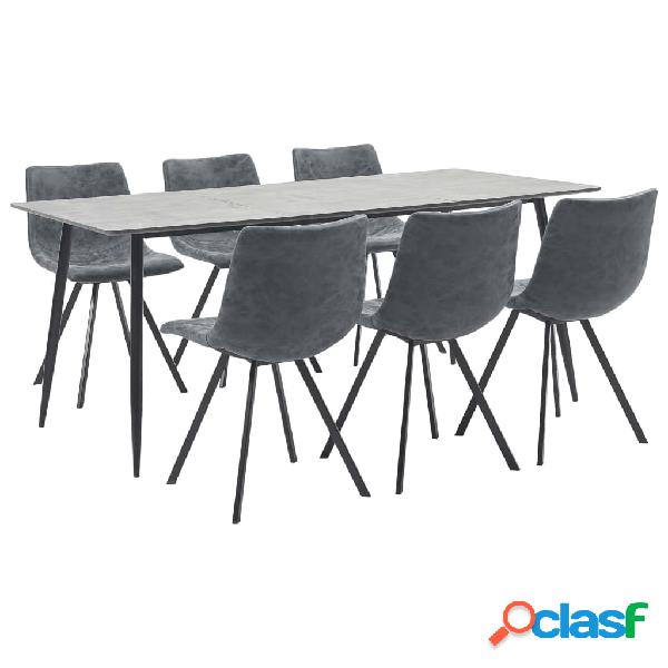 vidaXL Set Sala da Pranzo 7 pz in Similpelle Nero