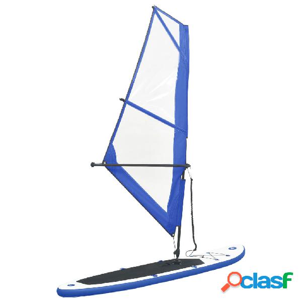 vidaXL Set Tavola Gonfiabile da SUP con Vela Blu e Bianco