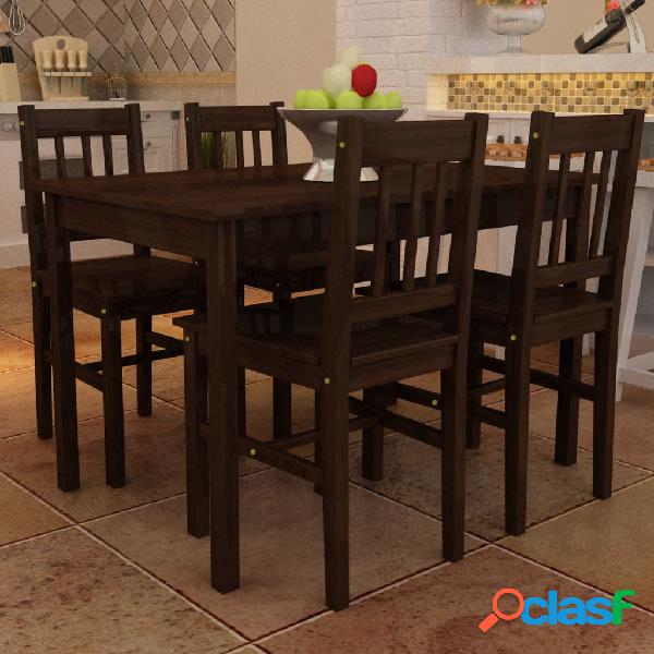 vidaXL Set Tavolo da Pranzo con 4 Sedie Marrone