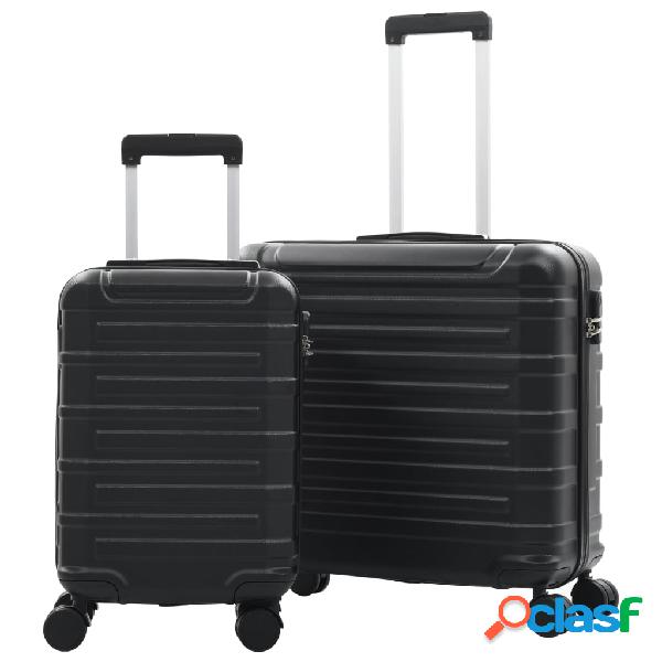 vidaXL Set Trolley a Custodia Rigida 2 pz Nero in ABS