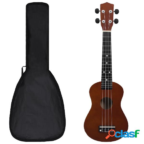 vidaXL Set Ukulele Soprano con Borsa per Bambini Legno Scuro