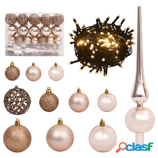 vidaXL Set con 61 Palline di Natale Punta e 150 Luci LED Oro