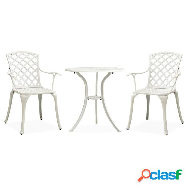 vidaXL Set da Bar 3 pz in Alluminio Pressofuso Bianco