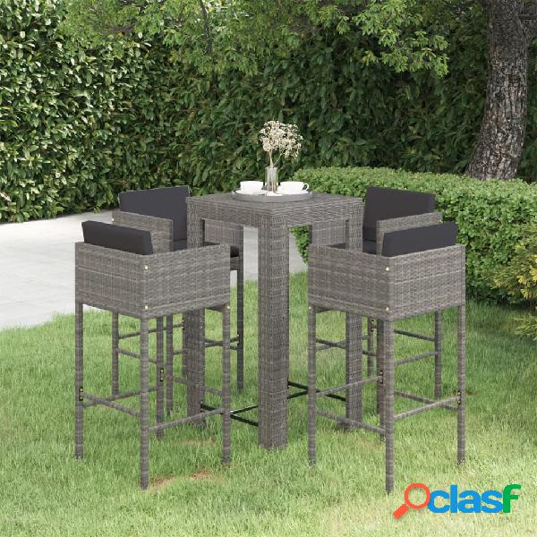 vidaXL Set da Bar da Giardino 5 pz con Cuscini in Polyrattan