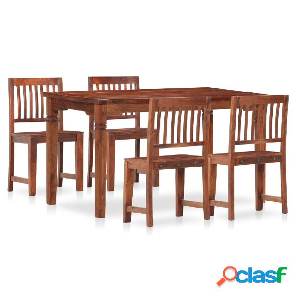 vidaXL Set da Pranzo 5 pz in Legno Massello di Mango e