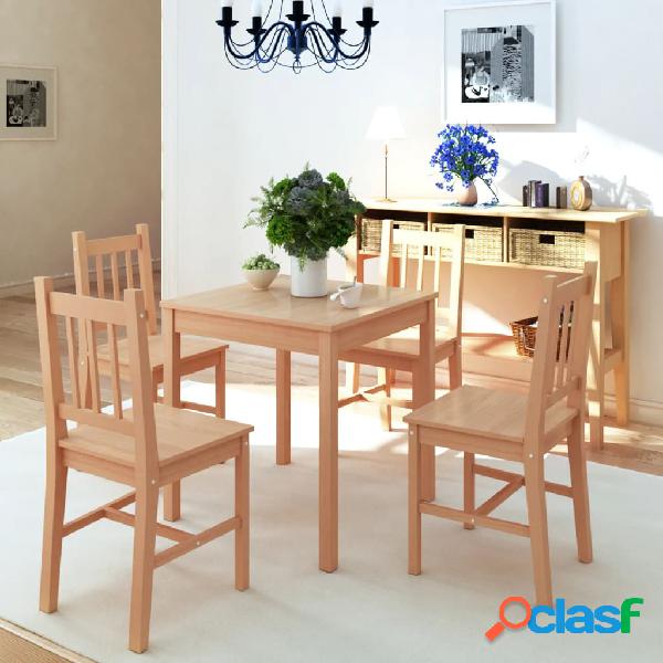 vidaXL Set da Pranzo 5 pz in Legno di Pino