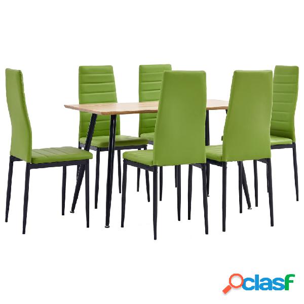 vidaXL Set da Pranzo 7 pz in Similpelle Lime Verde