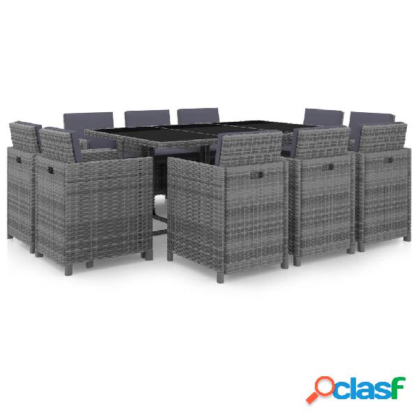 vidaXL Set da Pranzo da Giardino 11 pz con Cuscini