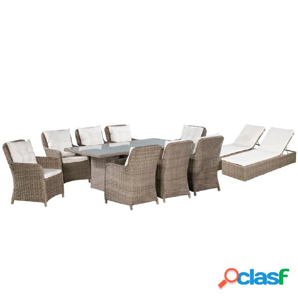 vidaXL Set da Pranzo da Giardino 11 pz in Polyrattan Marrone