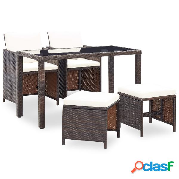 vidaXL Set da Pranzo da Giardino 5 pz con Cuscini Polyrattan