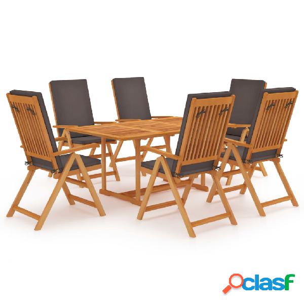 vidaXL Set da Pranzo da Giardino 7 pz con Cuscini Grigi