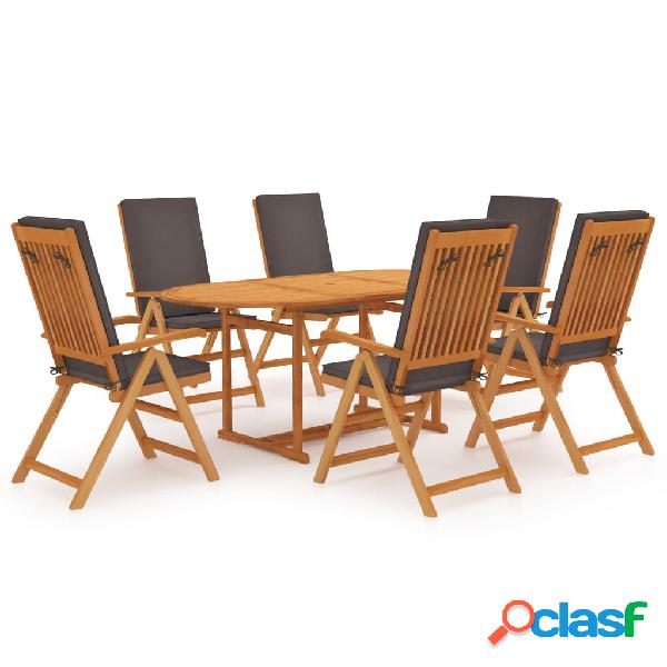 vidaXL Set da Pranzo da Giardino 7 pz con Cuscini Legno di