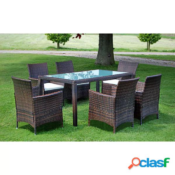 vidaXL Set da Pranzo da Giardino 7 pz con Cuscini Polyrattan